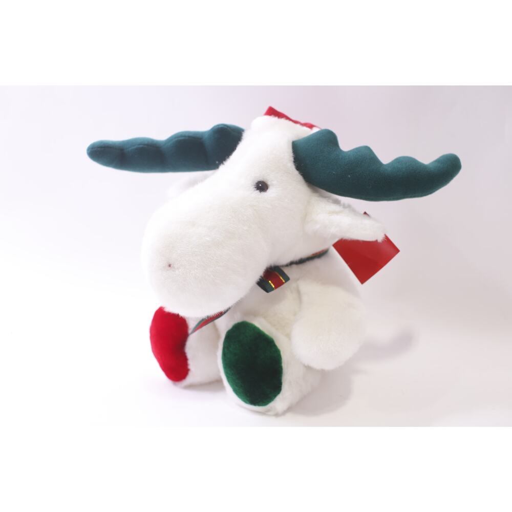 1996, Dillard's, Merry ChrisMoose, White, Medium Plush, Vintage ~ 251013-WH 1367